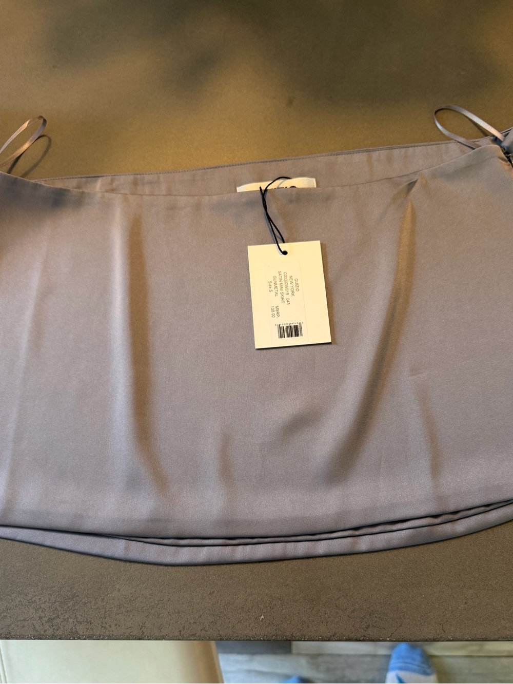 Danielle Guizio Gray Satin Mini Skirt - Picture 5 of 5